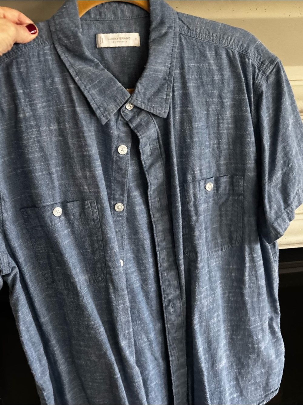 Lucky Brand Washed Blue Short-Sleeve Button Down Shirt
